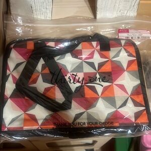 Thirty-One Geometric Travel Bag - Coral, Pink, Gray, Orange